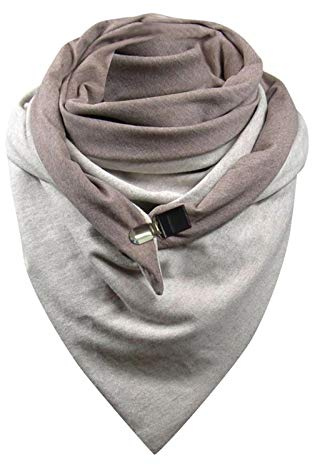 BAULMD Groß Elegant Schals Druckknopf Soft Wrap, Frauen Halstuch Tartan Damen Dreieck Herbstschal, Casual Knopf Strickschal mit Winddicht Scarf (D)