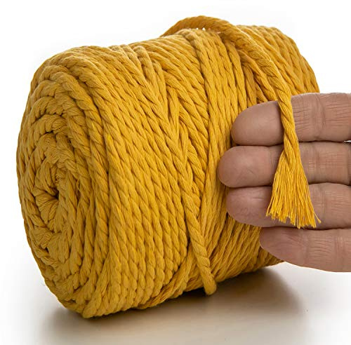 MeriWoolArt® Corda Macramè Naturale, 100 m Macramè Corda 6 mm, Corda in Cotone Morbido per Macramè Acchiappasogni, Arazzo da parete Macrame, Decorazione Macramè Fai da Te, Spago per Decorazioni