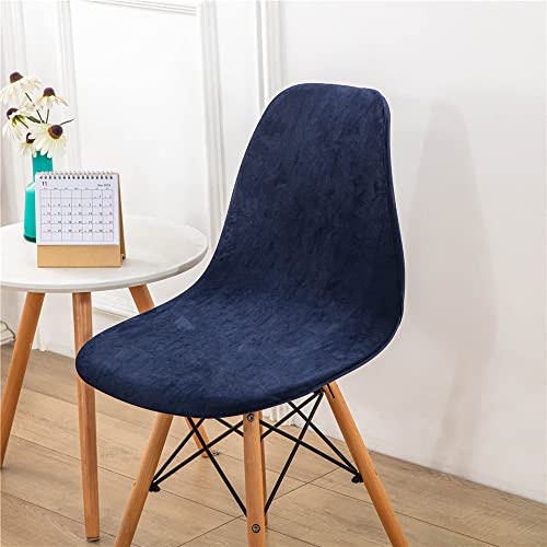 Highdi Samt Schalenstuhl Bezug, Einfarbig Stuhlbezug 2/4/6 er Set Stuhlbezüge Stretch Esszimmerstühle Bezug Moderne Elastischer Stuhlhussen Abnehmbar Waschbar Küchenstühle Husse (Navy blau,4 PCS)