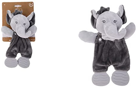 Dodo d'AMOUR - Beißring-Kuscheltier - Elefant - 017391 - Grau - Geprägt - Geburt - Plüschtier - Baby - Beruhigend - Weich - Waschbar - 25 cm x 10 cm - Ab 0 Monaten