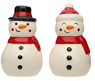 Pearhead Snowmen Shaker Set, Christmas Kitchen Decorations, Holiday Décor for The Home, Christmas Salt and Pepper Shaker Set, Seasonal Must Have Gift