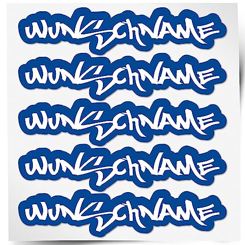 INDIGOS UG 50 Namensaufkleber Kinder Schule 50 mm breit - Freestyle - Graffiti - Kinder, Teenager, Jugendliche - Aufkleber selbst gestalten - personalisiert mit Wunschtext - Kindergarten, Sport