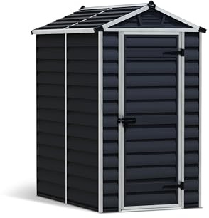 Canopia by Palram Gerätehaus Garten Skylight 4x6 Geräteschuppen Metall 121 x 177 cm Midnight Grey Polycarbonatplatten rostbeständig UV-Schutz