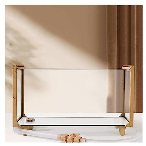 HASMI Aquarium mit Rahmen aus Holzmaserung, rechteckiges Aquarium aus Glas, Futterkasten, ökologisch, speziell, großes transparentes Aquarium, Schildkrötenbecken, Aquascape-Becken (Size : M)