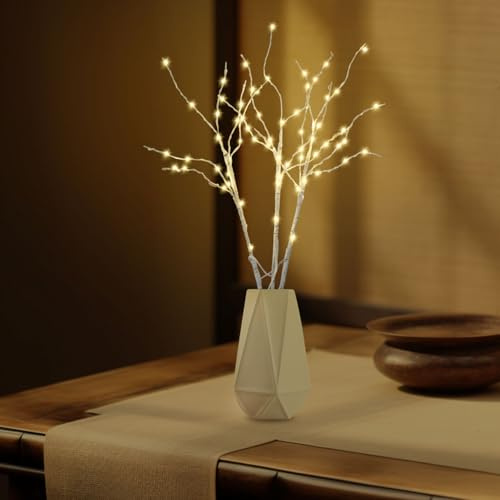 Herrselsam LED-Lichterbaum, Dekorative Lichterzweige, 70 LED Lampenzweig, 50CM, Batteriebetrieben, Wasserdicht mit Timer, Für Innen- und Außenbereich verwendbar (2 Packung mit 6)