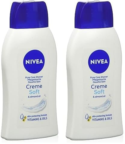NIVEA Creme Soft Pflegedusche Mini (50 ml), Duschgel mit Vitaminen und wertvollen Ölen, feuchtigkeitsspendende und pH-hautneutrale Cremedusche mit mildem Duft (Packung mit 2)