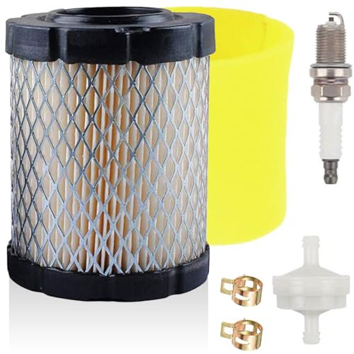 ZAMDOE 591583 Filtro de aire con prefiltro para Briggs & Stratton 5429K 796032 21B807 21B902 9.0-12.5 hp motores Cortacésped Tractor Filtro de aire Cartucho con filtro de combustible de bujía