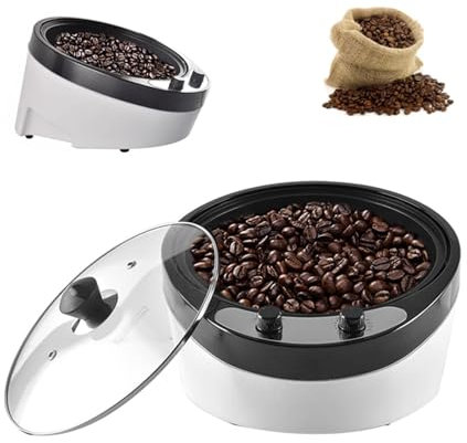 POWHA Coffee Roaster, Electric Household Coffee Roaster Machine, 1200W Coffee Beans Baker, Drum Type Rotation Coffee Grinder, 0-240℃ Adjustable Non-stick Coating 45° Design, for Nuts Beans