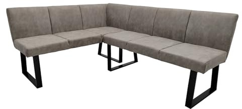 HTI living Eckbank 152 x 192 cm Vemal kurzer Schenkel Links Sitzbank Polsterbank Kunstlederbezug Metallgestell