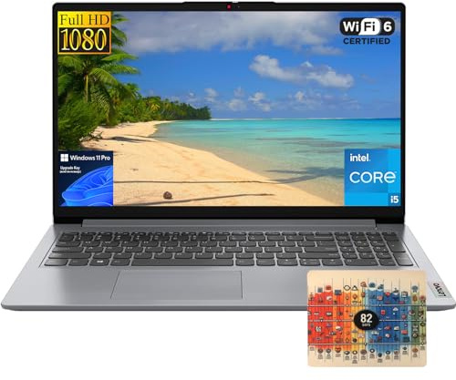 Lenovo IdeaPad Laptop, Display FHD da 15,6 pollici, Intel 12a generazione core i5-1235U, 16 GB di RAM, SSD PCIe4.0 da 512 GB, webcam, Wi-Fi6, Bluetooth, Windows 11