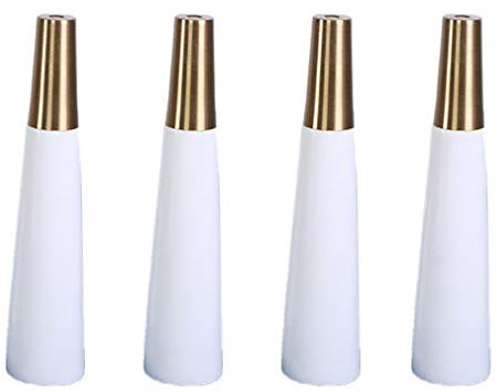 Möbelfüße aus Eiche, konische Tischbeine, 4er-Set, 12 cm – 35 cm, für Schreibtisch, Couchtisch, Schrank und Sofa, Fußabdeckung aus Messing, weiß, Starke Tragfähigkeit