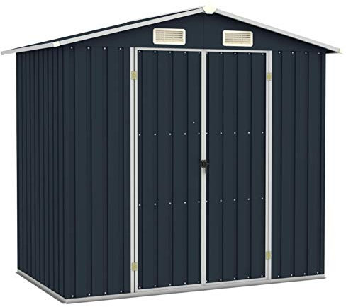 Rantry Haus Schuppen Garten Gerätehaus Gartenhaus Gartenhaus aus Blech Gartenhaus Gartengeräte Gartengeräte Anthrazit 205x129x183 cm aus verzinktem Stahl Haus Möbel