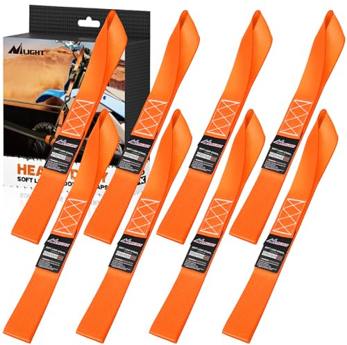 Nilight Soft Loop Motorrad-Spanngurte, 4, 3 x 4, 2 m, maximale Bruchfestigkeit, robuste Gurte zur Sicherung von ATV UTV Kajak Paddelboard Dirtbike Umzug Ladung Rasen- und Gartengeräte Orange 8 | Strapazierfähig, 5,443 kg, maximale Bruchfestigkeit zur Sicherung von ATV, UTV, Kajak, beweglichen Frachten