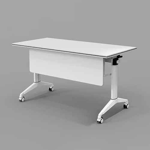 Klappbarer Schreibtisch auf Rollen,fixierbaren Rollen und Prallplatte,Schreibtisch Klappbar,Gestell stabil aus Metall,für Büro, Besprechungsraum, Klassenzimmer. ( Color : 1 piece , Size : 140*55cm )
