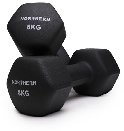 NORTHERN Neoprene Hex Dumbbell Pair for Home Gym, Anti-Roll Non-Slip Weights for Aerobic Exercise, Strength Training, Pilates, Muscle Toning, Physiotherapy & Fitness Workouts