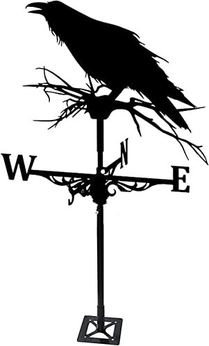 Wetterfahne Wetterhahn, Edelstahl-Wetterfahne mit Dachmontage, Retro-Krähenform, Wetterfahne, Gartendach, Windfahne, Metalldekorationen, Geschenk für den Außenbereich, Bauernhof, Hof, Garten (Farbe: