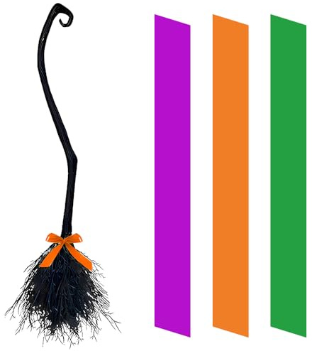 WDKXCN Escoba Bruja Halloween, Decoración de Escoba de Bruja, Accesorios de Escoba de Bruja de Halloween, Accesorios de Disfraz de Bruja para niños, Fiestas de Disfraces, Decoraciones de Halloween