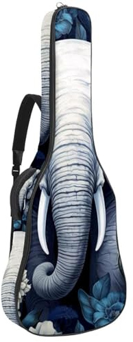 Tasche für Akustikgitarre, schöne Tasche für 40/41/42 Zoll Gitarre, wasserdicht mit Schutzschicht, mehrere Taschen, bunter Elefant, mehrfarbig, 42.9x16.9x4.7 in, Gitarrentasche