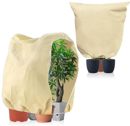 Udbrud 2 Pezzi Cappuccio Protezione Piante Inverno, 120x180cm Protezione Invernale per Piante in Vaso con Coulisse e Cerniera Protezione Piante dal Freddo per albero di palme, olivo