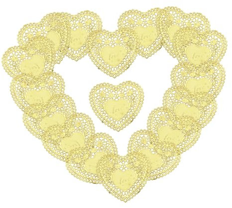 GLSTOY Mini-herzdeckchen Aus Papier Valentinstagsdeko 100 Blatt Für Kuchen Desserts Hochzeit Party Herzform Streudeko