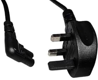 Mr.Gadget's Solutions Mains Power Lead Fig Figure 8 Right Angle Flat Cable Compatible with Panasonic JVC Philips LG | Canon Pixma HP Brother Printer | 90 Degree Angled UK (Black, 1 Meter)