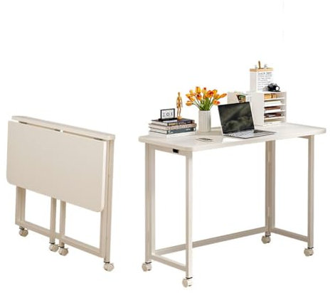 HGTRH Mesa Plegable, Mesa de Escritorio Mesa Ordenador Compacto Sin Ensamblaje Mesa de Estudio para Casa Oficina Escritorio para Computadora Pequeño Espacio 120x60cm