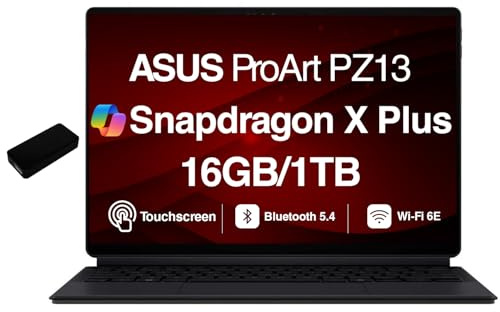 ASUS ProArt PZ13 - Laptop 2 en 1 con pantalla táctil AMOLED de 13.3 pulgadas, pantalla táctil AMOLED 2.8K (Qualcomm Snapdragon X Plus X1P-42-100, LPDDR5X de 16 GB, SSD M.2 PCIe de 1 TB, KB