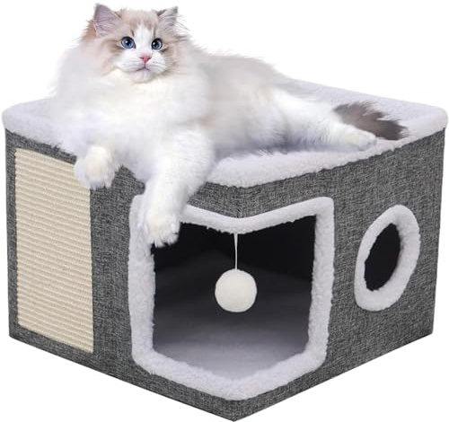Maison d'intérieur pour Chat – Lit Couvert pour Animal de Compagnie | Abri pour Chat en Peluche, Doux et Chaud, lit apaisant, Portable et Lavable pour Chatons, Chats de Petite et Moyenne