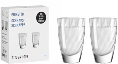 RITZENHOFF 3991003 - Vaso 2 en 1 para licor o espresso – 40 ml – Juego de 2 – Pioretto, transparente con estructura fina – Fabricado en Alemania
