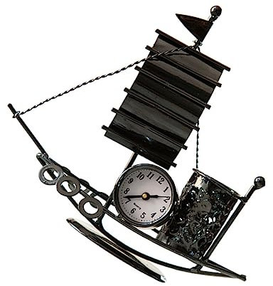 HOUDERCO Iron Art Sailboat Design Pen Holder with Clock, Large Desktop Organizer for Office Table Decoration, Metal Pencil Holder for Home and Workspace Random Color