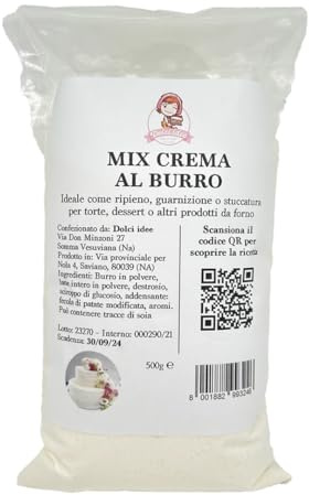 Mix Crema al Burro 500g - Preparato per Farciture, Decorazioni e Stuccature Dolci - Facile da Usare, Gusto Ricco e Consistenza Professionale