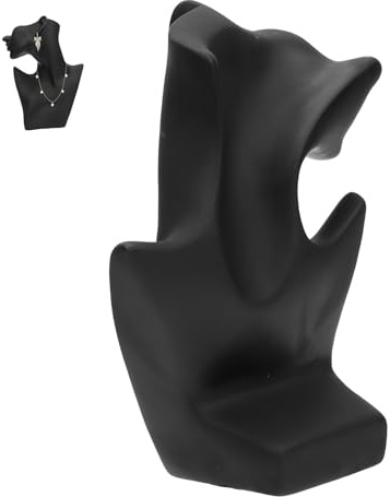 MOBUTOFU Manichino Busto Espositivo per Gioielli in Resina Nero Design Semplice, per Esporre Collane e Orecchini Evitando Grovigli in Negozio o Casa