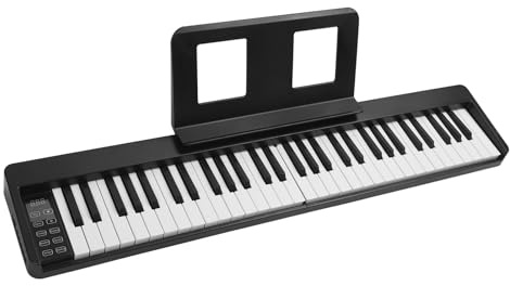 Klavier -Tastatur, 61 Tasten Klavier Tragbarer Klavier Elektro -Tastatur Klavier mit Musikständer, Digitalklavier in Voller Größe für Anfänger, Teenager, Erwachsene (BLACK)