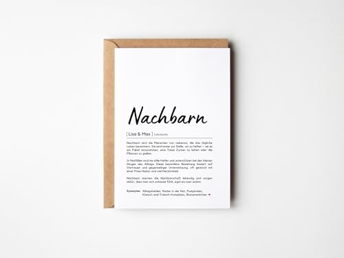 Nachbarn Definition I Personalisiertes Karte I Geschenk I Karte I Weihnachten I Geburtstag I Dankeschön an Nachbarn I Nachbarschaft