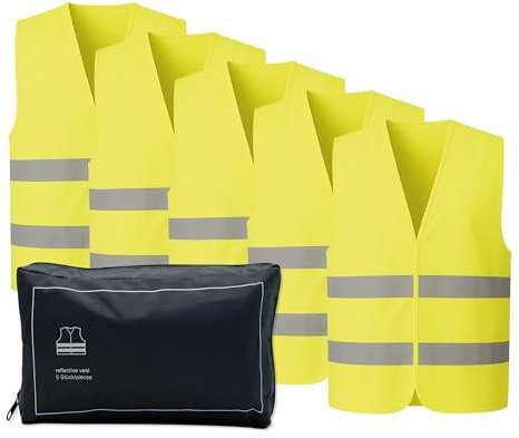 VZL Warnwesten Auto Set – TÜV geprüfte Warnweste EN ISO 20471 – Warnweste Auto – 2/3/5 Stück Warnwesten – für Auto, Motorrad, Fahrrad – Warnweste Kinder – Rettungsweste Kinder (2)