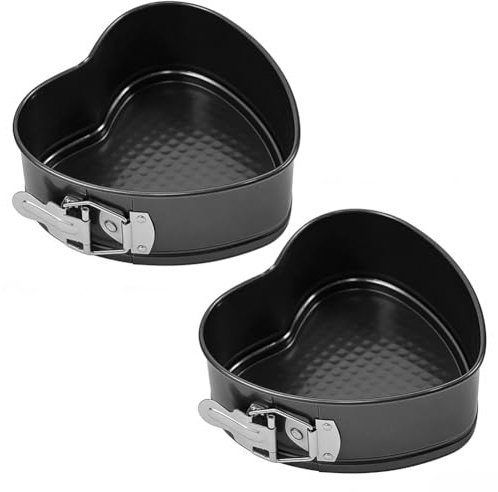 LUPATDY 7 tums fjäderform Ø 18 cm hjärtformad, bakform med non-stick beläggning, 2 stycken tårtform, tårtform, 18 cm hjärtformad, gör-det-själv tårtplåt, bakform, bakredskap, set, kakformar