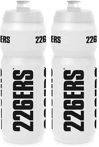 226ERS - Bidón Ciclismo, de Polipropileno y sin BPA, Ligero, con Tirador de Boquilla y Abertura Grande, Fácil de Limpiar, Testado, Color Blanco, 1 x 750 ml (Paquete de 2)