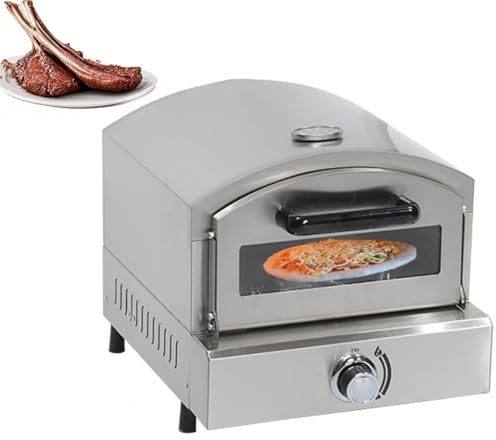 Commercial Countertop Pizza Maker,Portable Gas Pizza Oven,Adjustable Time and Temperature,Fast Heating and Energy-Saving,Ventilation Openings on Both Sides,For Grilled Pizza,Lamb Chops GasPizzaOven