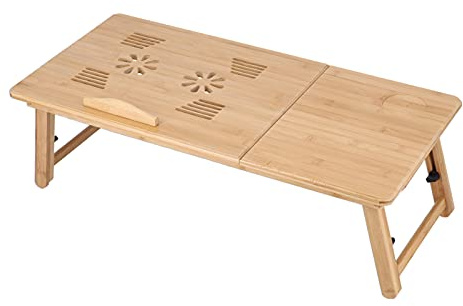 WXCHISU Laptop Table Folding Lifting Laptop Desk Bed Sofa Table with Storage Drawer Heat Emission Hole for Home