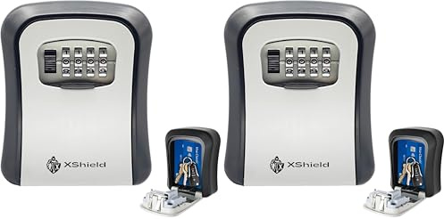 XShield 4-digit Combination Key Safe | Wall-mount Lock Box | Weatherproof & Heavy-duty | Large Capacity For Keys & Access Cards | Outdoor Security Lockbox For Home & Business (Pack of 2)