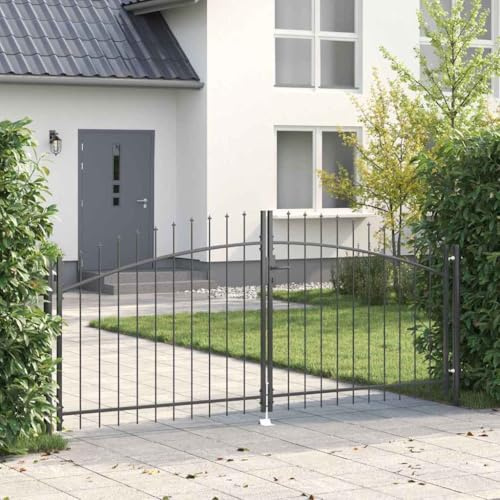 LoogCape Doppeltor Woerden aus Stahl, grau wetterfest abschließbar, 299,5 x 199,5 cm, mit Schloss, für Garten Zaun Einfahrt, robustes Flügeltor mit Gitterdesign