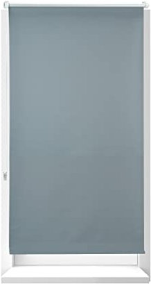Relaxdays, grau Verdunkelungsrollo, Hitzeschutz, Thermo Rollo Klemmfix, blickdichtes Seitenzugrollo 90x210, Stoff 86 cm, Aluminiumrohr, 90x210cm