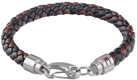 Tommy Hilfiger Jewelry svart och brunt läderarmband för män, 2790047