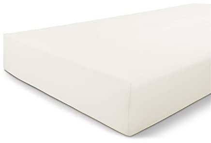 Walra Sábana bajera ajustable de punto de jersey, 140 x 200 cm, 100% algodón, ajuste perfecto para el colchón, tacto suave, no se arruga ni necesita planchado, color blanco