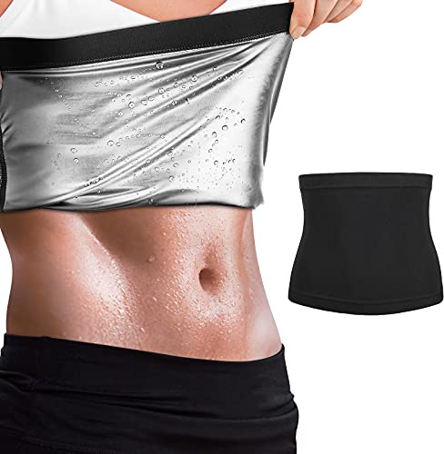 MoKo Ceinture de Sudation, Ceinture Abdominale Amincissante Ajustable, Ceinture Sport Soutien du Dos Homme et Femme pour Fitness Sauna Minceur Fitness Jogging Yoga, Taille L/XL, Noir + Argent