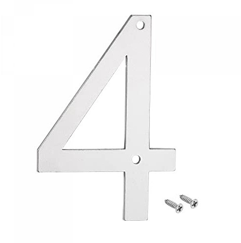 sourcing map Numéro de Maison 4 pouces 304 Inox Acier Polissage pour Porte Boîte aux Lettres Numéro 4