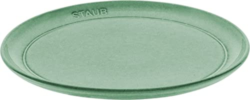 STAUB Dining Line Teller flach, 22 cm Salbeigrün Keramik Kratzfest