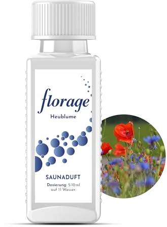 FLORAGE Saunaaufguss HEUBLUME 100ml, wohltuendes, erfrischendes Sauna-Aufgussmittel mit hochwertigen ätherischen Ölen
