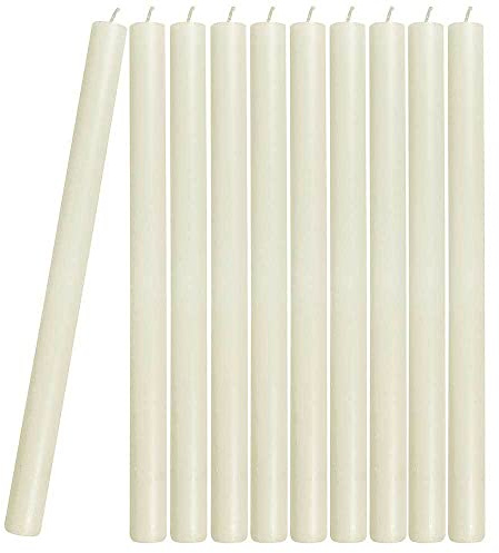 10 Stabkerzen Elfenbein Weiß Durchgefärbt 29 cm Lang Tropffrei Premium