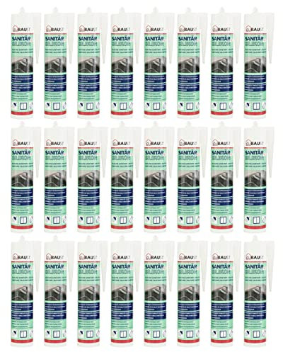 24x dubaust SAS24 Sanitärsilikon elastisch dauernassbeständig schimmelresistent Bad Küche Dusche Feuchträume 310ml Kartusche (manhattan)